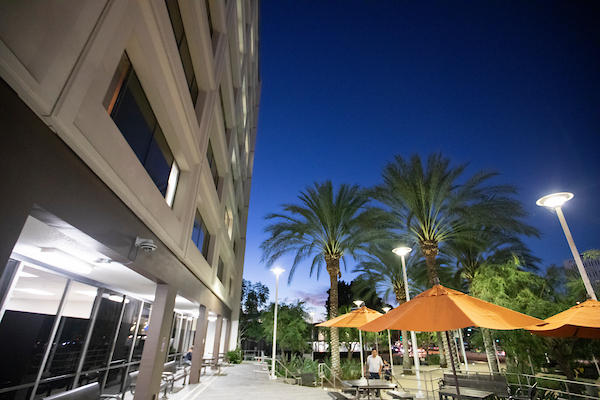 College Park Front Entrance at twilight